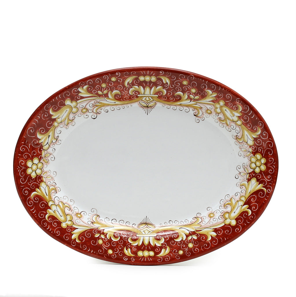 DERUTA COLORI: Oval Platter - CORAL RED - tops-selection.shop