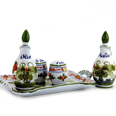 FAENZA-CARNATION: Oil and Vinegar Salt and Pepper menage - tops-selection.shop