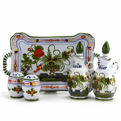 FAENZA-CARNATION: Oil and Vinegar Salt and Pepper menage - tops-selection.shop