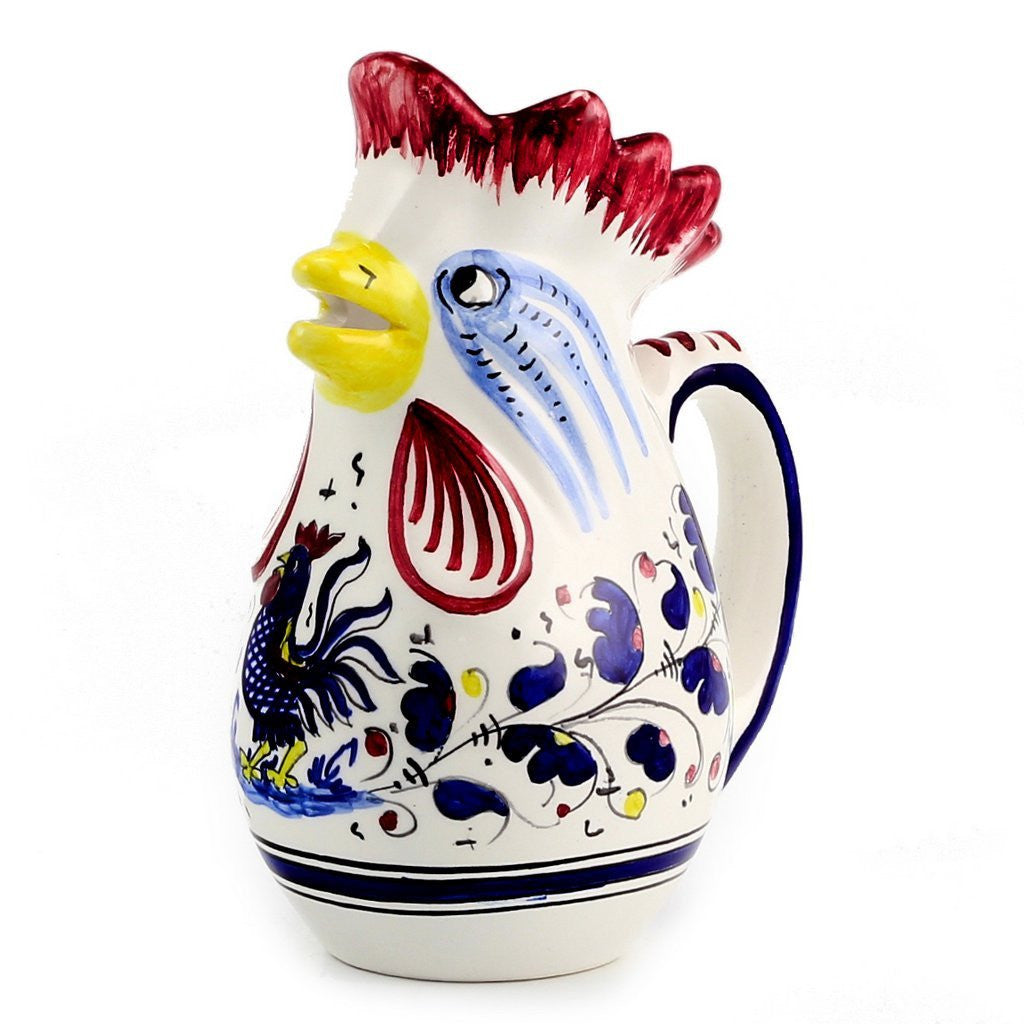 ORVIETO BLUE ROOSTER: Rooster of Fortune Pitcher (1 Liter 34 Oz 1 Qt) - tops-selection.shop
