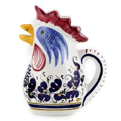 ORVIETO BLUE ROOSTER: Rooster of Fortune Pitcher (1 Liter 34 Oz 1 Qt) - tops-selection.shop