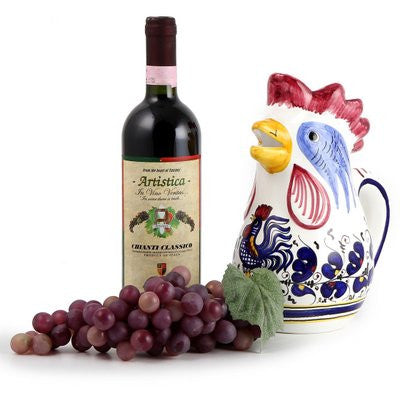 ORVIETO BLUE ROOSTER: Rooster of Fortune Pitcher (1 Liter 34 Oz 1 Qt) - tops-selection.shop