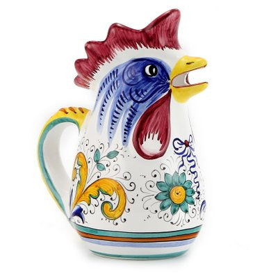 RAFFAELLESCO: Rooster of Fortune pitcher (1 Liter 34 Oz 1 Qt) - tops-selection.shop