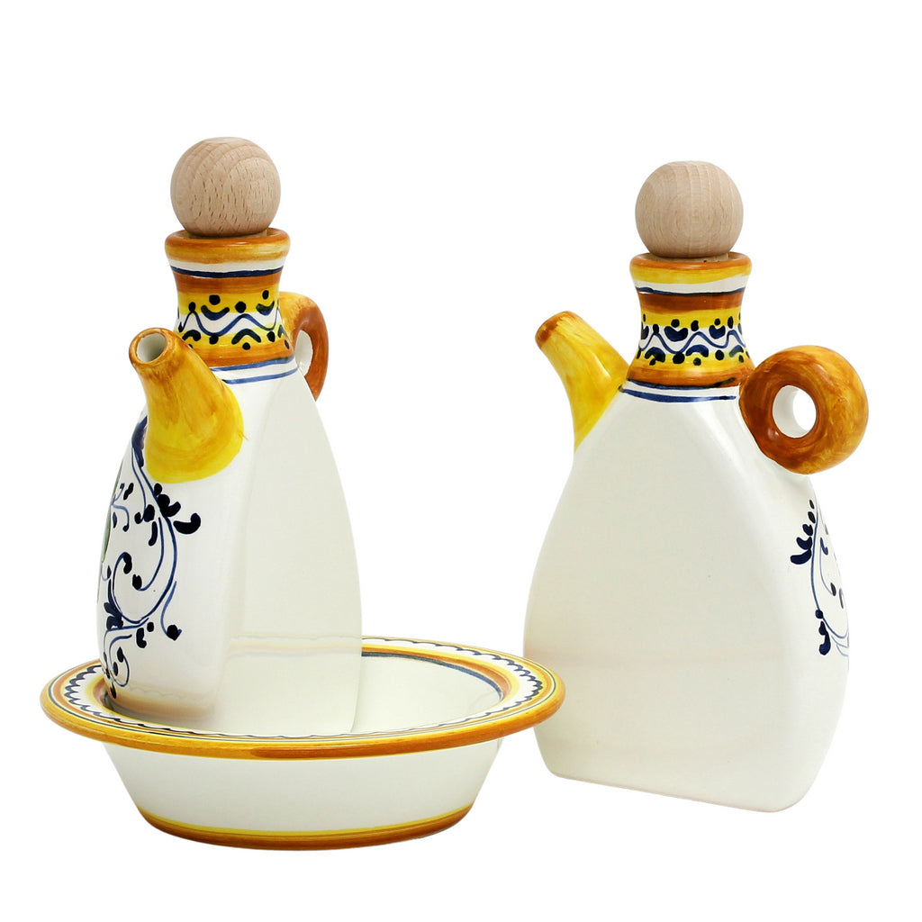 LIMONCINI: 'The Better Half' Oil and Vinegar set with tray/saucer - tops-selection.shop
