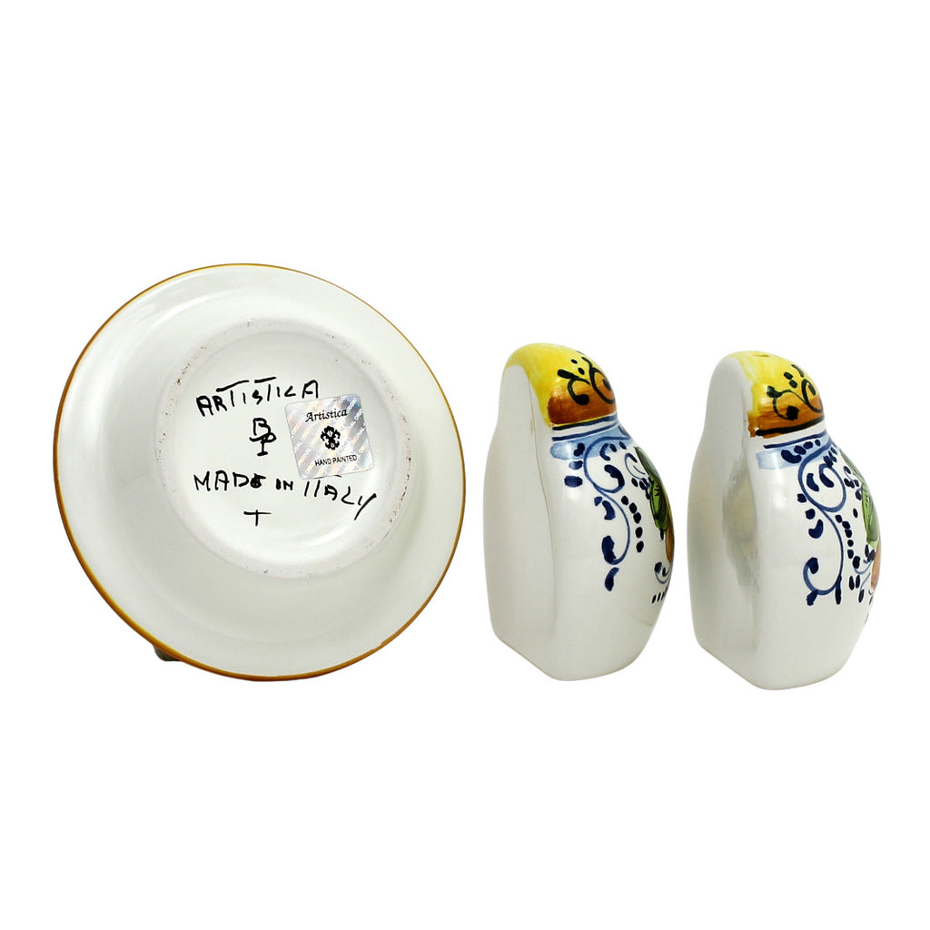 LIMONCINI: 'The Better Half' Salt and Pepper set with tray/saucer - tops-selection.shop
