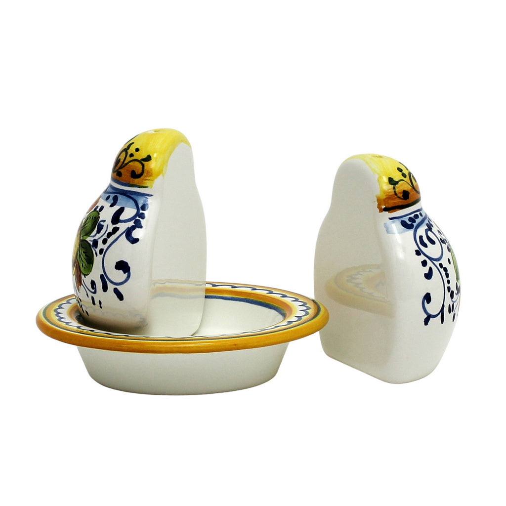 LIMONCINI: 'The Better Half' Salt and Pepper set with tray/saucer - tops-selection.shop