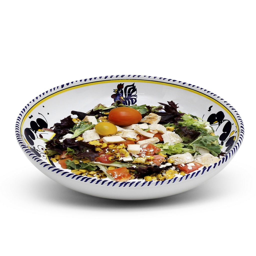 ORVIETO BLUE ROOSTER: Risotto/Pasta/Cioppino round shallow coupe bowl - tops-selection.shop