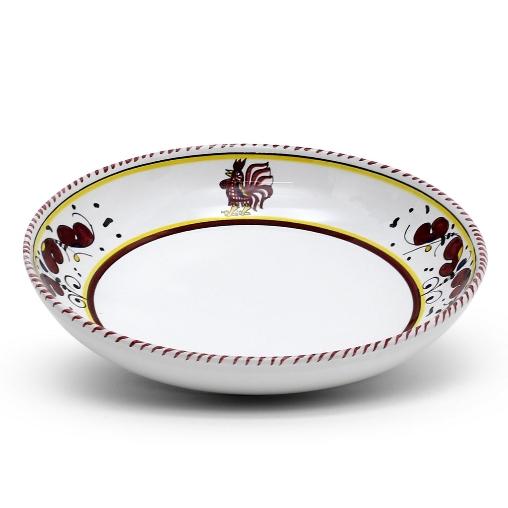 ORVIETO RED ROOSTER: Risotto/Pasta/Cioppino round shallow coupe bowl - tops-selection.shop