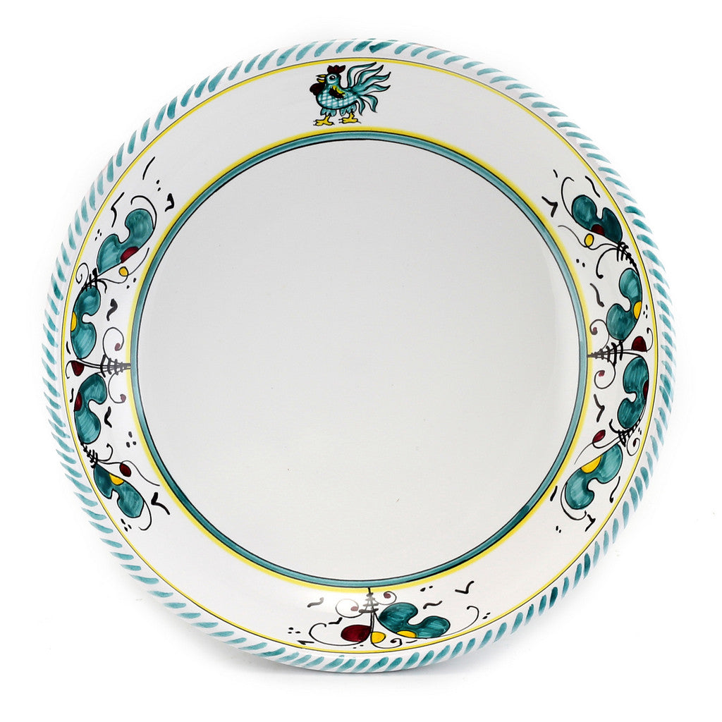 ORVIETO GREEN ROOSTER: Risotto/Pasta/Cioppino round shallow coupe bowl - tops-selection.shop