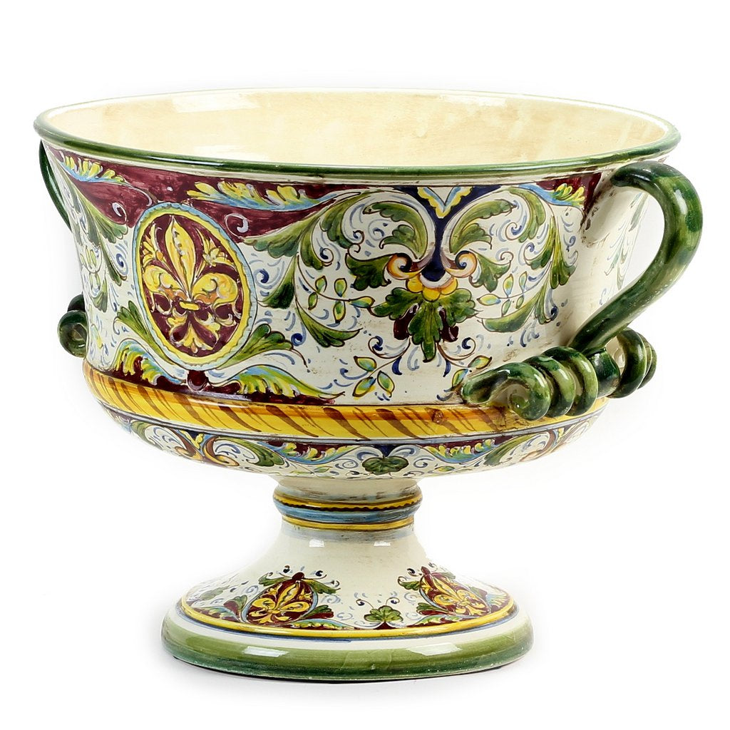MAJOLICA MEDICI: Large Footed Round Bowl with two handles - tops-selection.shop