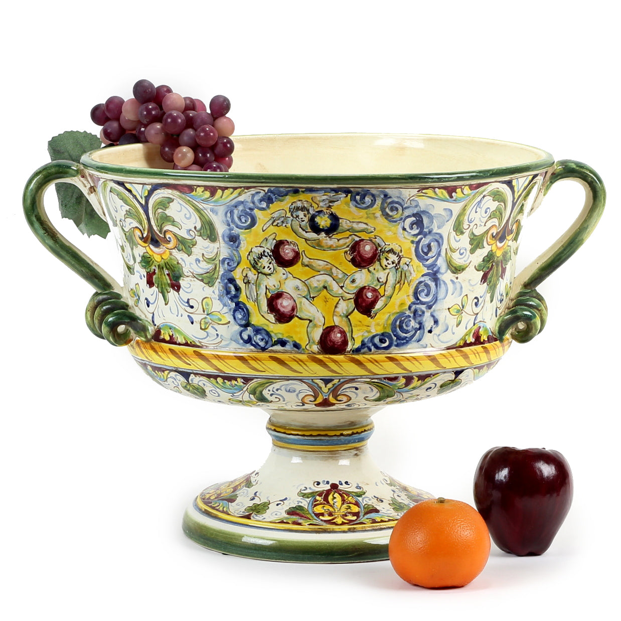 MAJOLICA MEDICI: Large Footed Round Bowl with two handles - tops-selection.shop