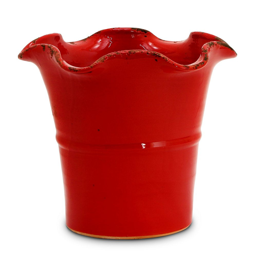 SCAVO Giardini Garden: Large Planter Vase with fluted rim RED - tops-selection.shop