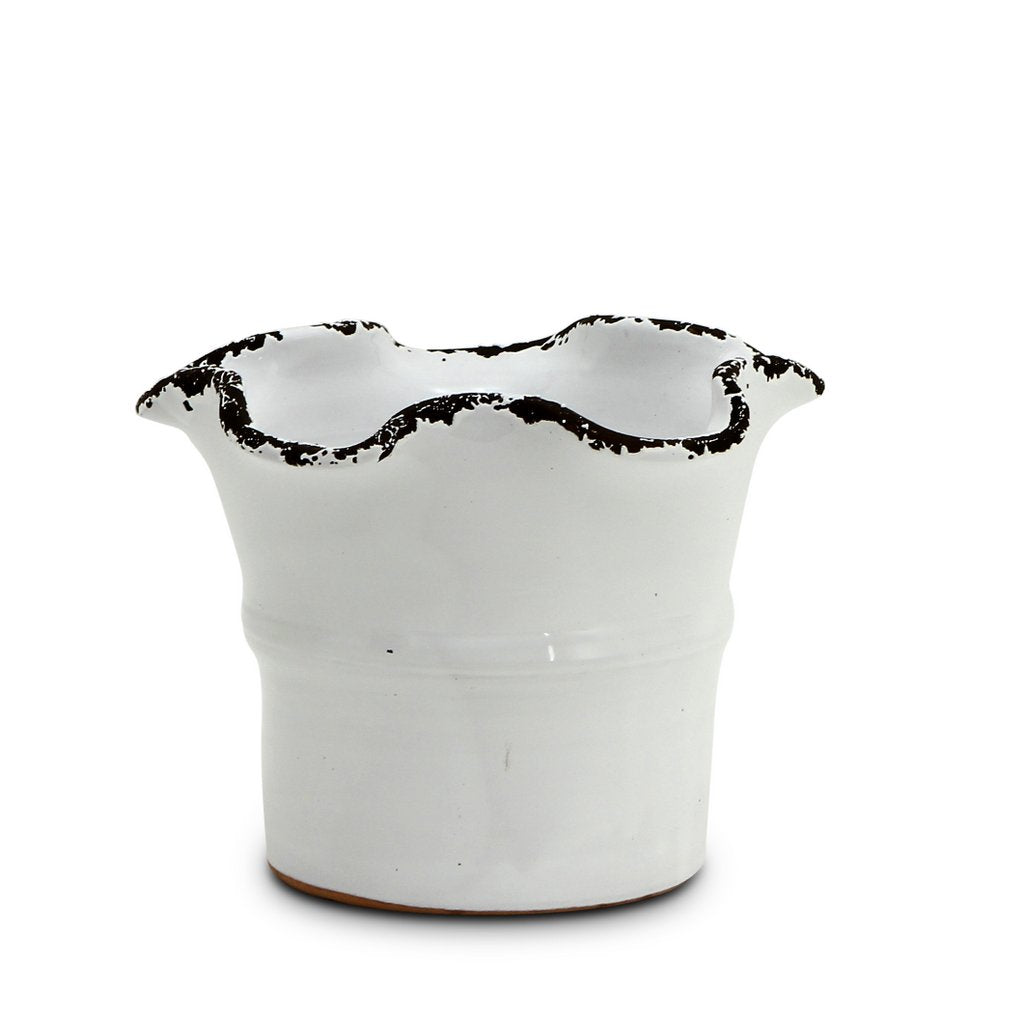 SCAVO Giardini Garden: Medium Planter Vase with fluted rim WHITE - tops-selection.shop