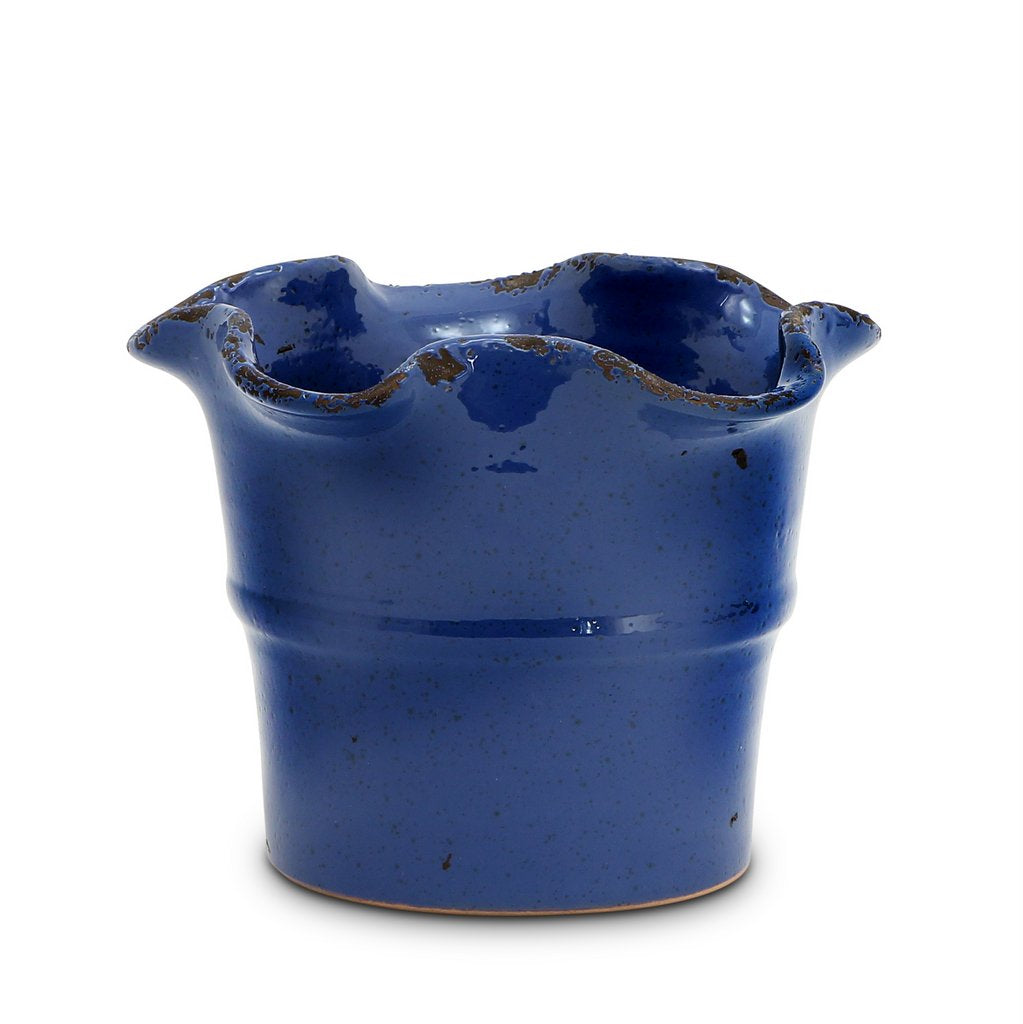 SCAVO Giardini Garden: Medium Planter Vase with fluted rim  AVIATOR Dark Blue - tops-selection.shop