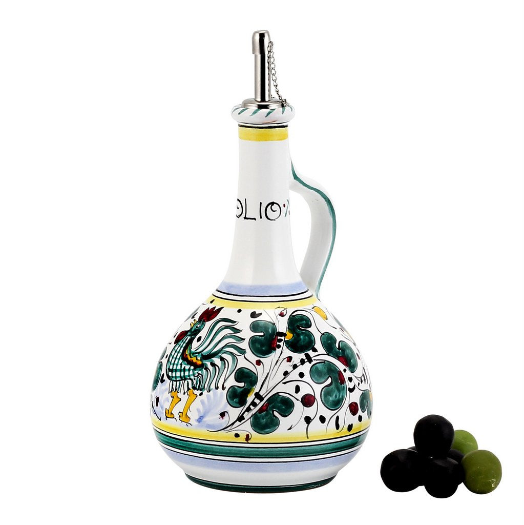 ORVIETO GREEN ROOSTER: Olive Oil Bottle Dispenser Deluxe - tops-selection.shop