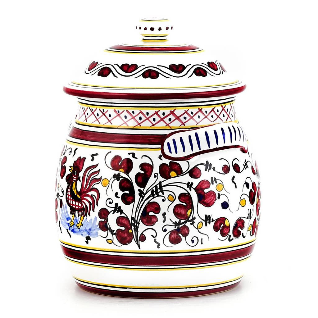 ORVIETO RED ROOSTER: Traditional Biscotti Jar - tops-selection.shop