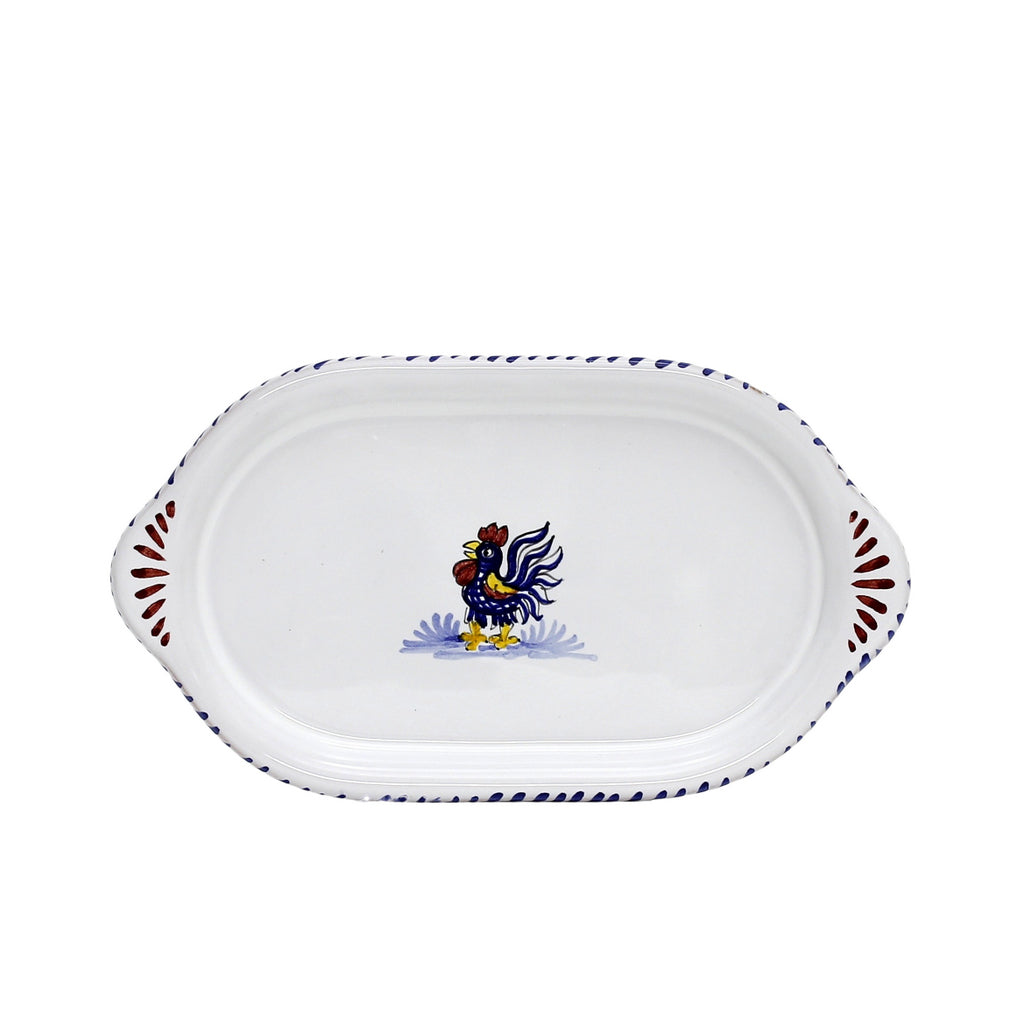 ORVIETO BLUE ROOSTER: Oval/Oblong Small Tray - tops-selection.shop