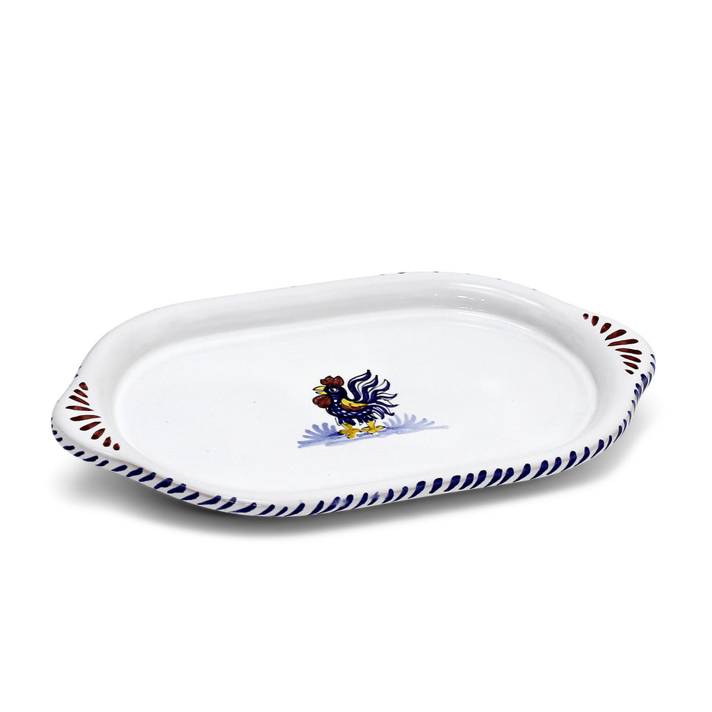 ORVIETO BLUE ROOSTER: Oval/Oblong Small Tray - tops-selection.shop