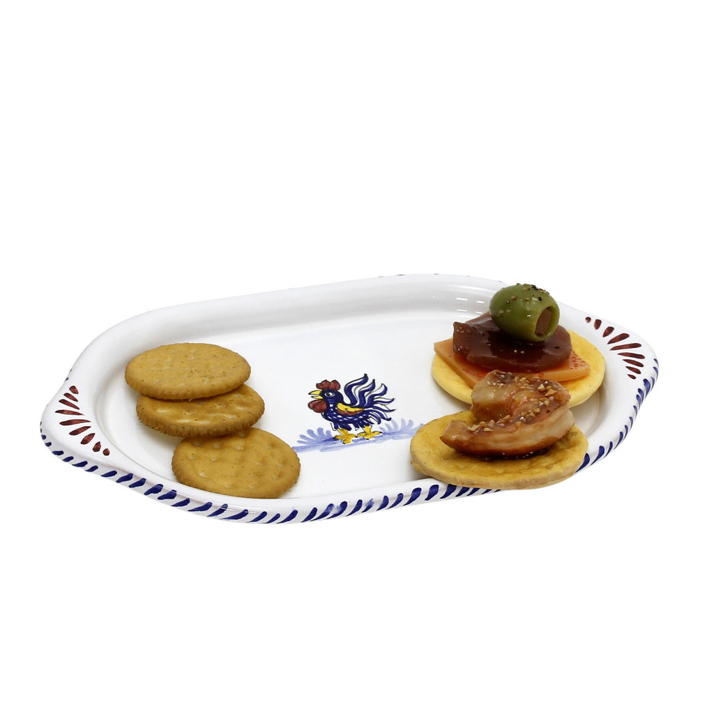 ORVIETO BLUE ROOSTER: Oval/Oblong Small Tray - tops-selection.shop