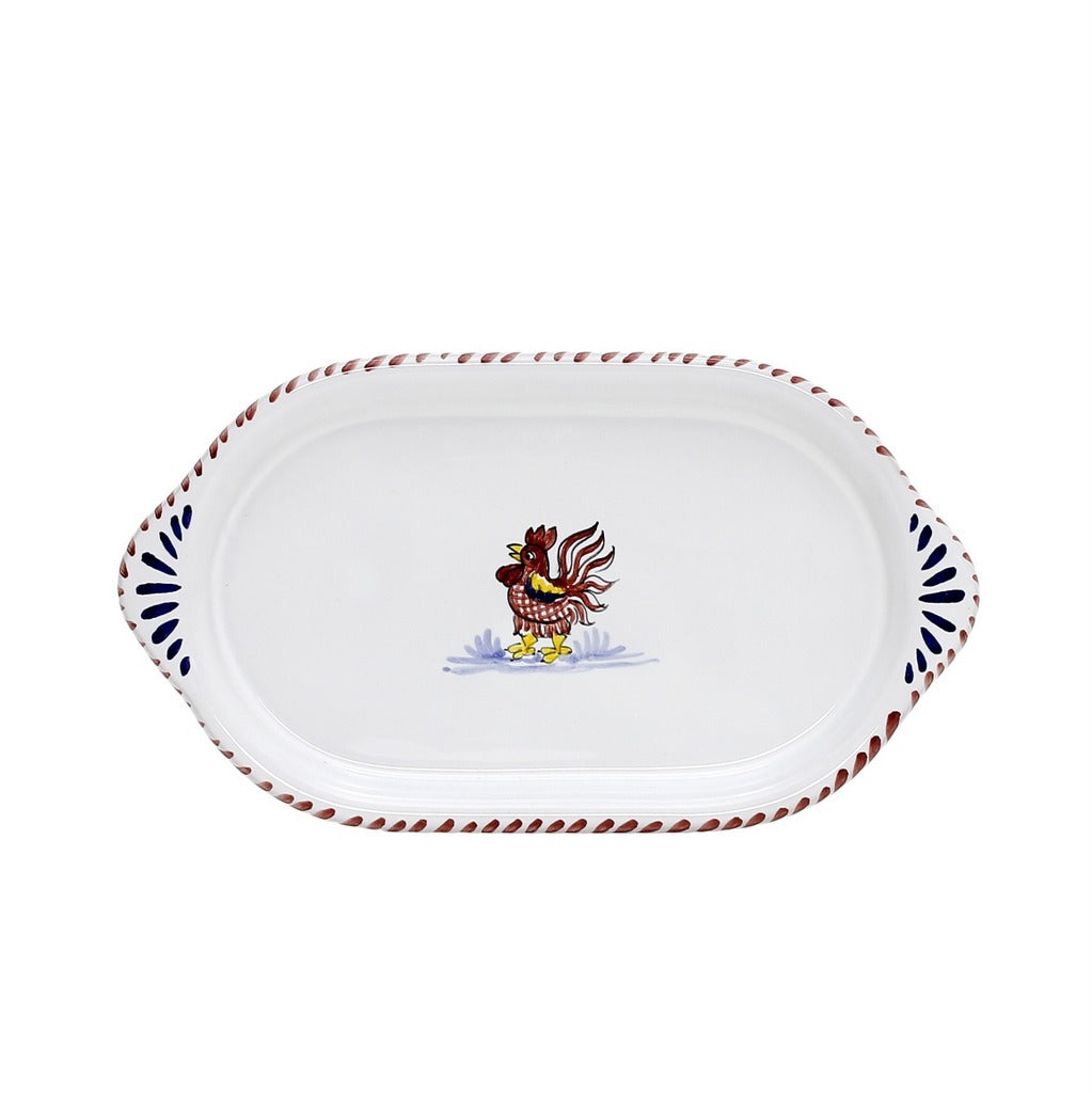 ORVIETO RED ROOSTER: Oval/Oblong Small Tray - tops-selection.shop