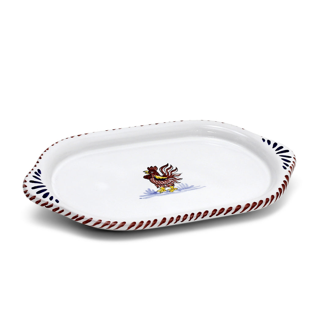 ORVIETO RED ROOSTER: Oval/Oblong Small Tray - tops-selection.shop
