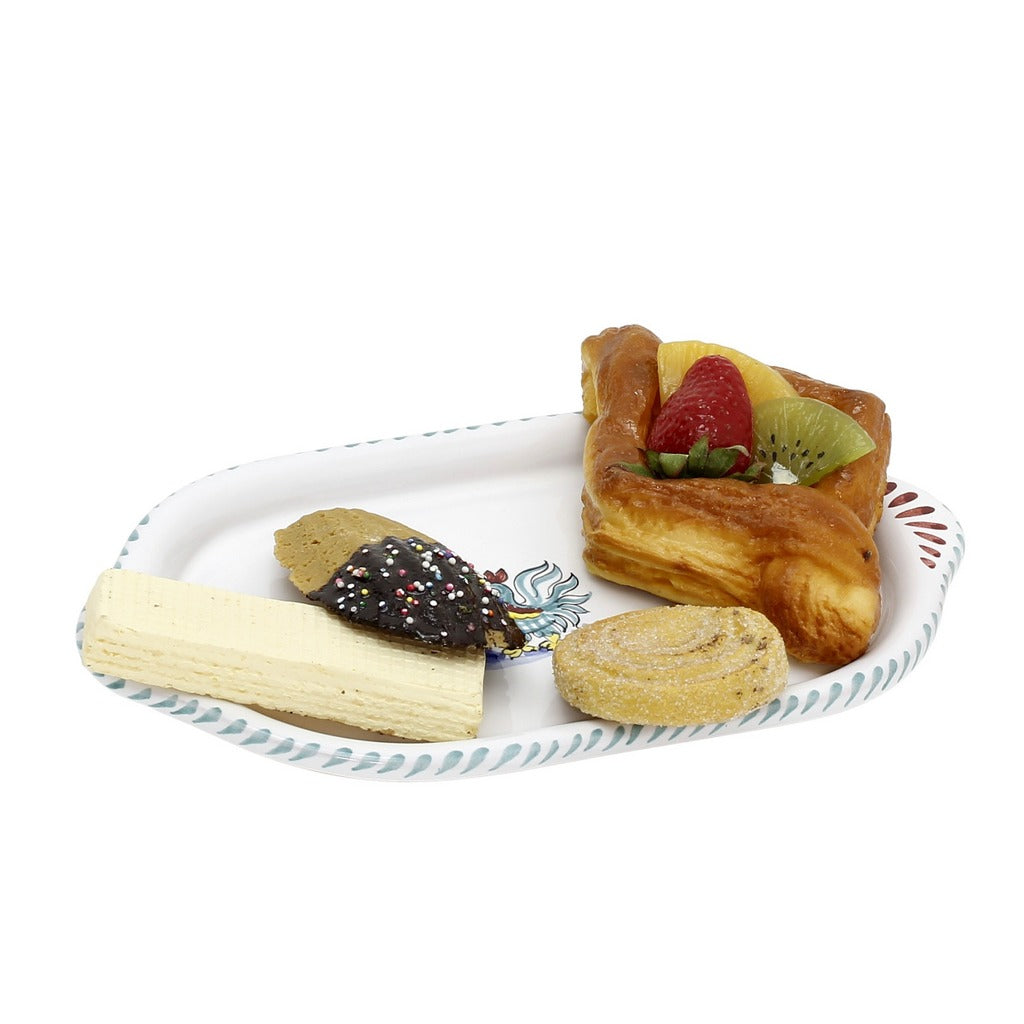 ORVIETO GREEN ROOSTER: Oval/Oblong Small Tray - tops-selection.shop