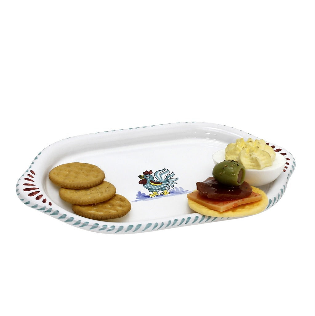 ORVIETO GREEN ROOSTER: Oval/Oblong Small Tray - tops-selection.shop