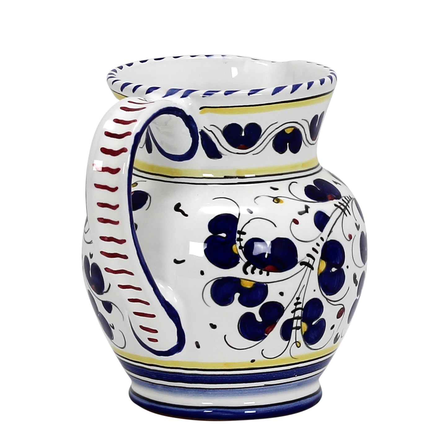 ORVIETO BLUE ROOSTER: Traditional Deruta Pitcher (1.25 Liters/40 Oz/5 Cups) - tops-selection.shop