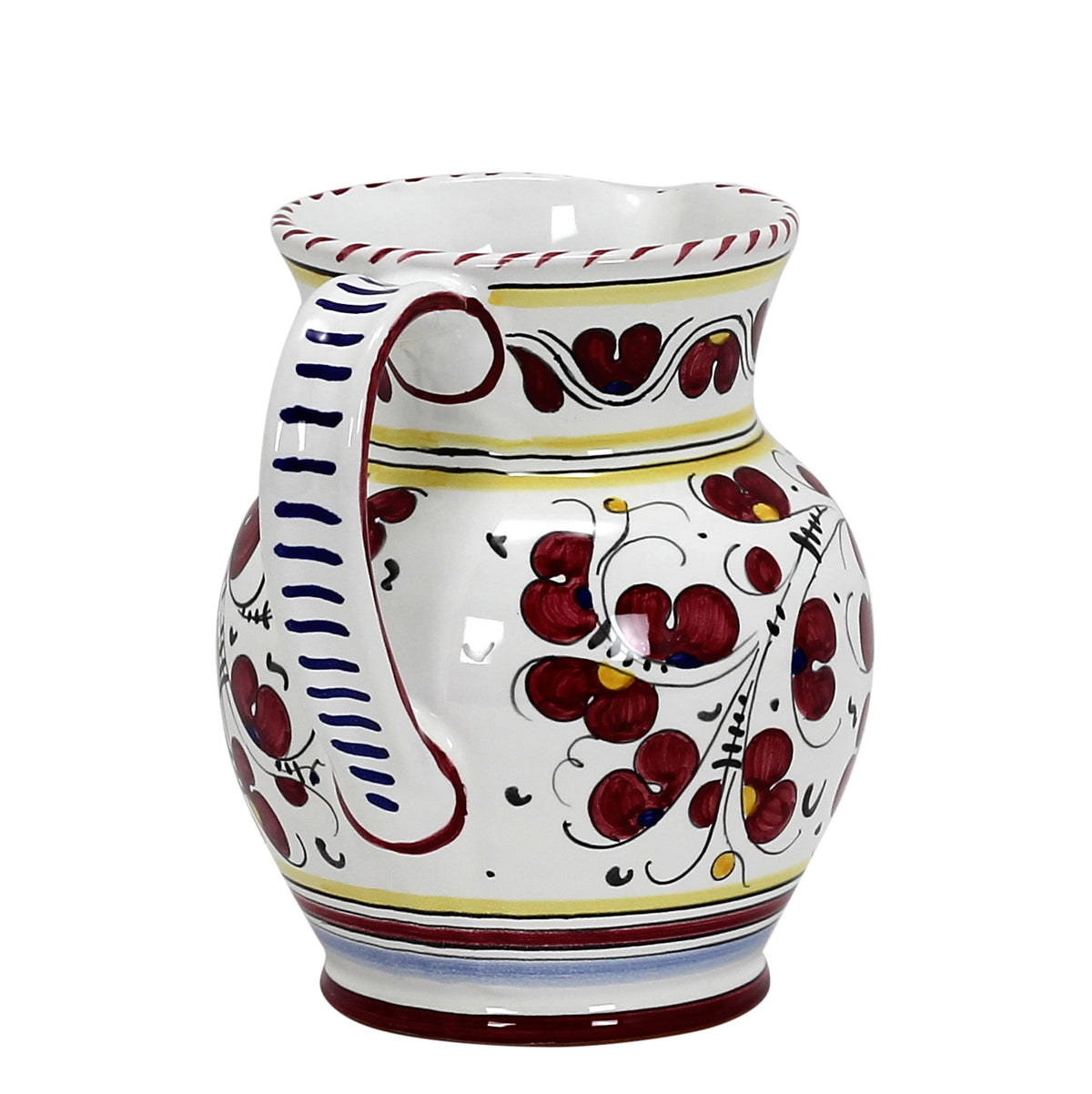 ORVIETO RED ROOSTER: Traditional Deruta Pitcher (1.25 Liters/40 Oz/5 Cups) - tops-selection.shop
