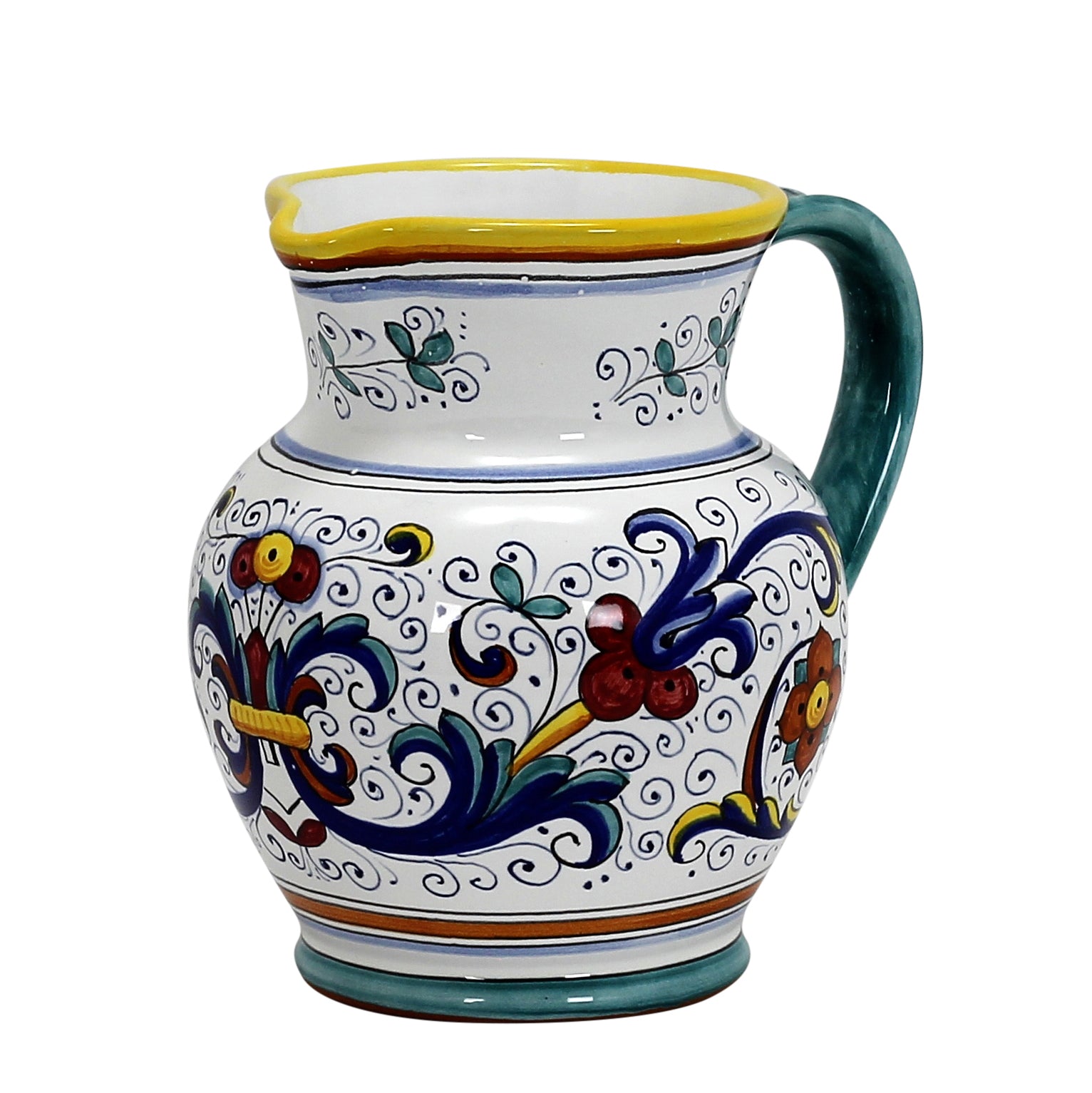 RICCO DERUTA: Traditional Deruta Pitcher (1.25 Liters/40 Oz/5 Cups) - tops-selection.shop