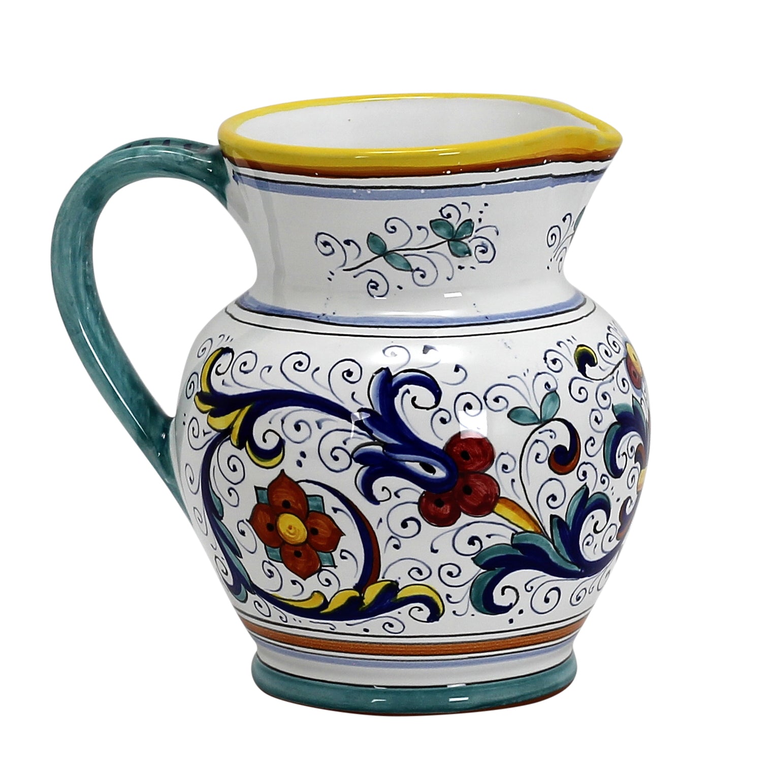RICCO DERUTA: Traditional Deruta Pitcher (1.25 Liters/40 Oz/5 Cups) - tops-selection.shop