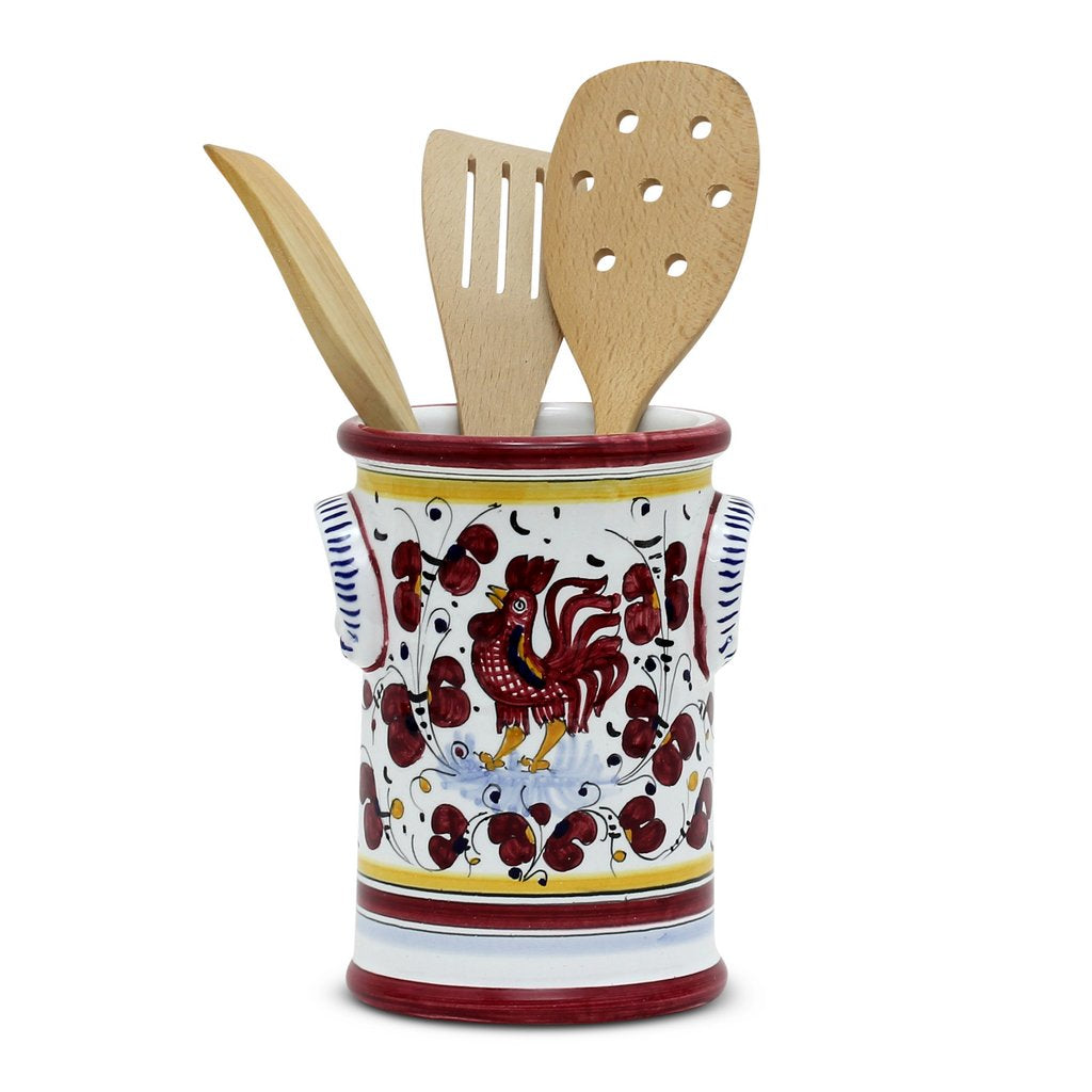 ORVIETO RED ROOSTER: Utensil Holder - tops-selection.shop