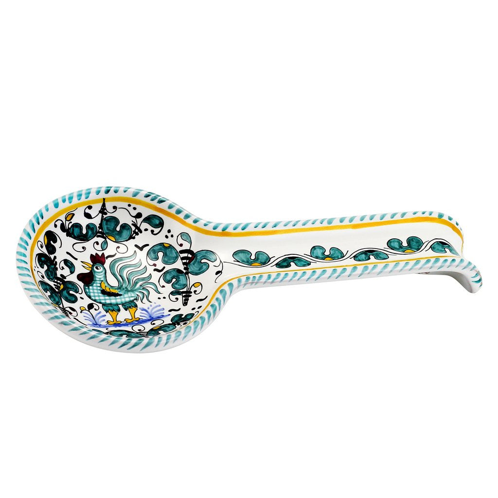 ORVIETO GREEN ROOSTER: Spoon Rest Deluxe - tops-selection.shop