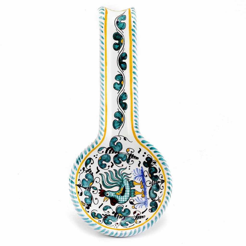 ORVIETO GREEN ROOSTER: Spoon Rest Deluxe - tops-selection.shop