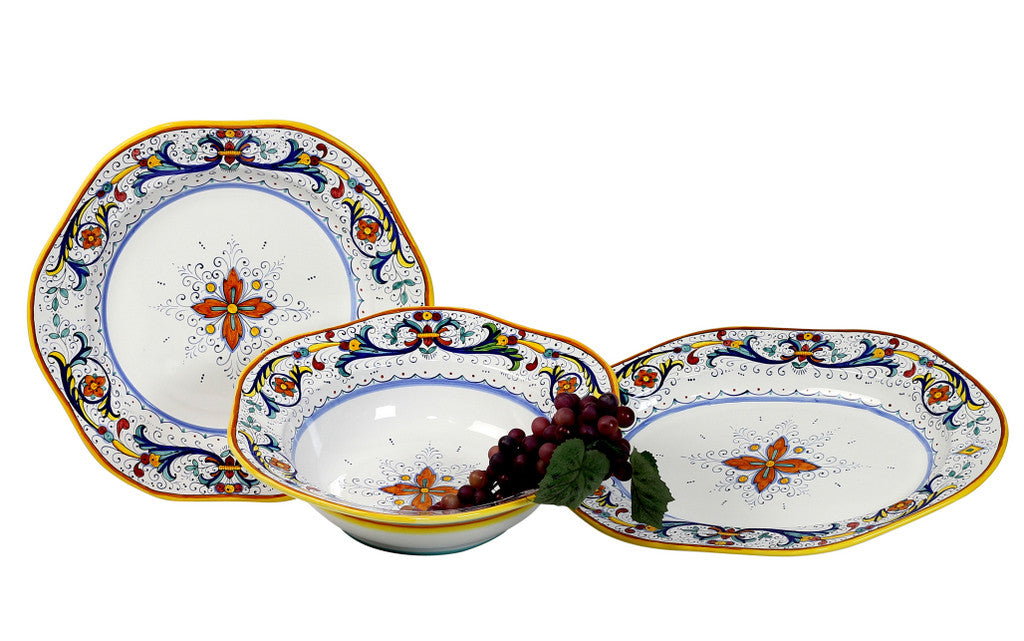 RICCO DERUTA: Large Serving Set Platters (1 Lg Bowl + 1 Lg Charger + 1 Lg Platter) - tops-selection.shop