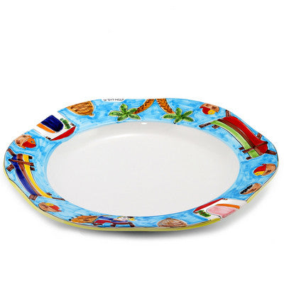 LA MUSA: Hexagonal Serving Charger Porticciolo Harbor Fisherman Boat - tops-selection.shop