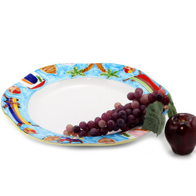 LA MUSA: Hexagonal Serving Charger Porticciolo Harbor Fisherman Boat - tops-selection.shop