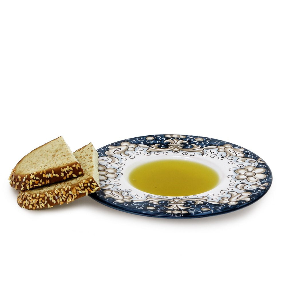 DERUTA COLORI: Olive Oil Fancy Dipping Bowl with large rim BLUE ANTICO Color - tops-selection.shop