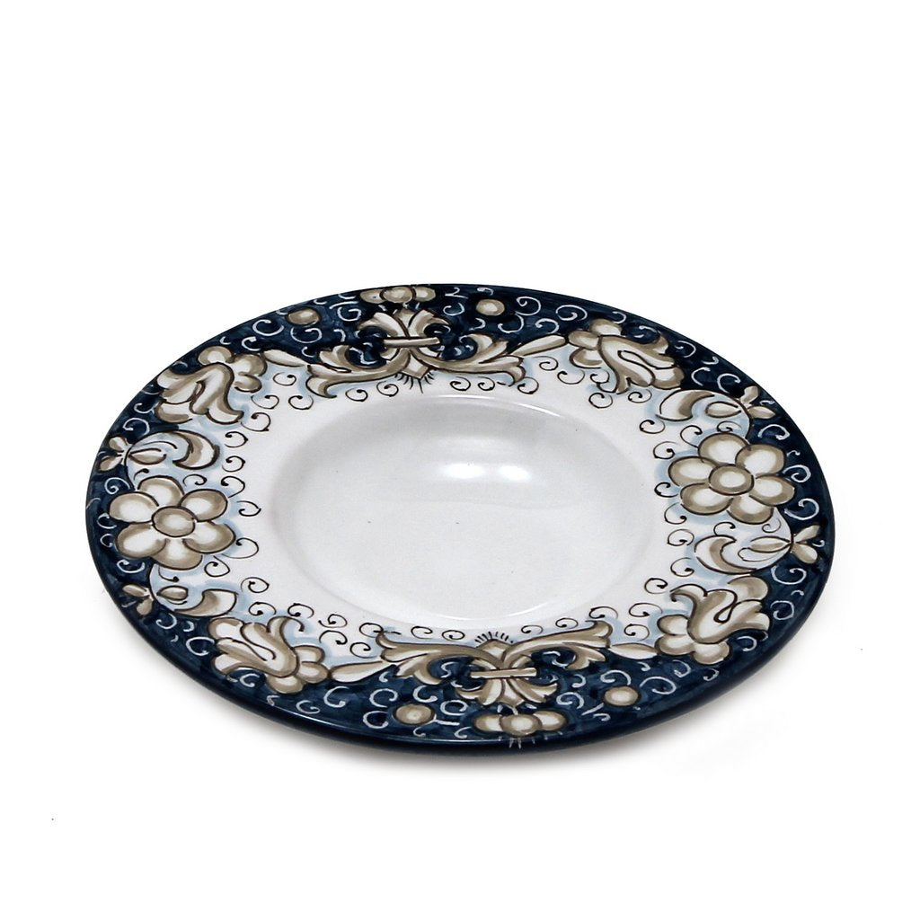 DERUTA COLORI: Olive Oil Fancy Dipping Bowl with large rim BLUE ANTICO Color - tops-selection.shop