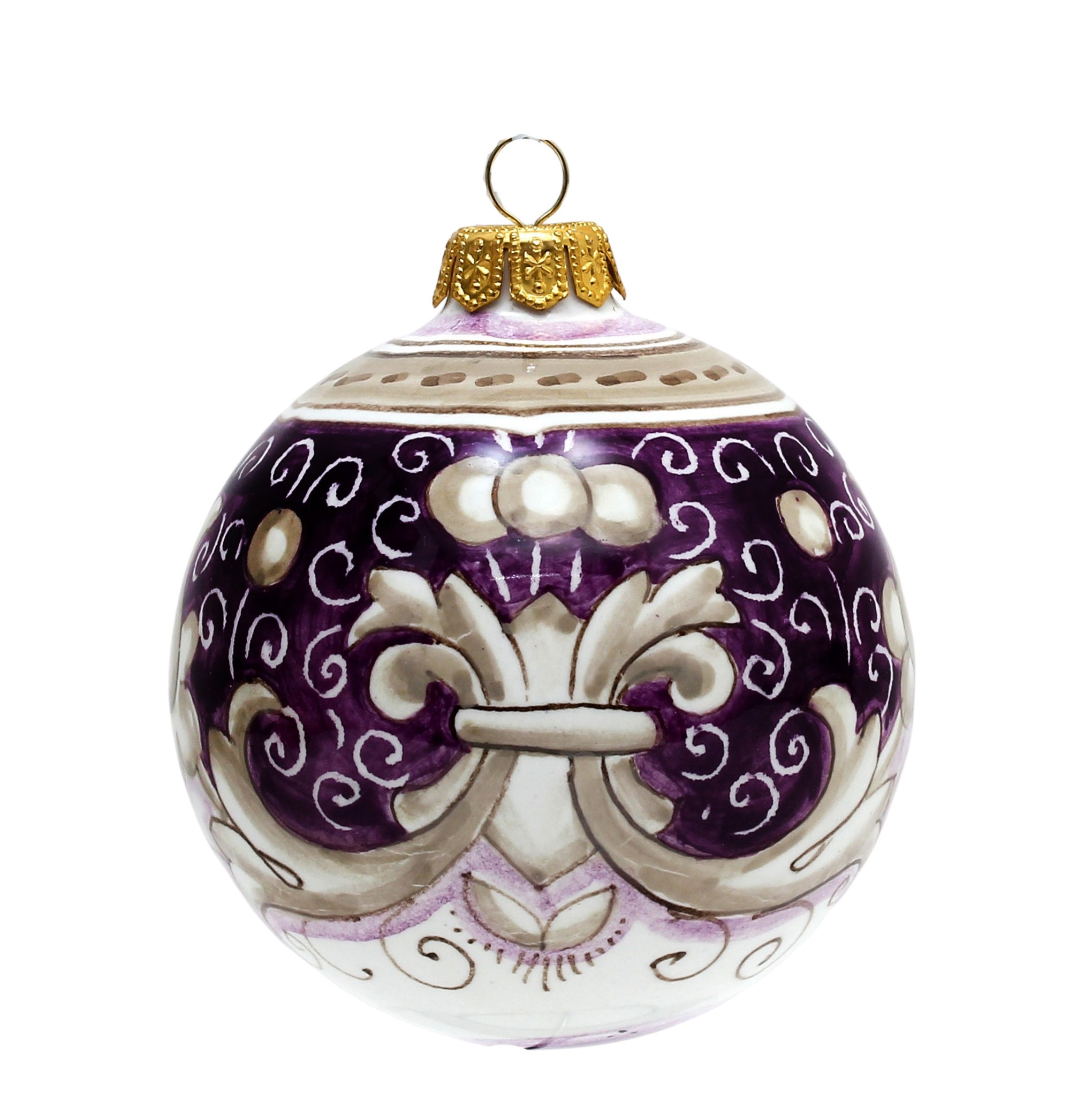 CHRISTMAS ORNAMENT: Deruta Vario Deluxe Round Ball  (3&quot; Ø) - PURPLE RUBINO - tops-selection.shop