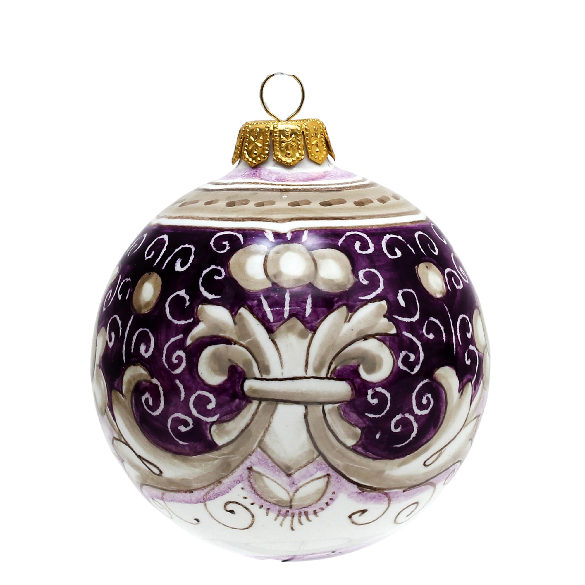 CHRISTMAS ORNAMENT: Deruta Vario Deluxe Round Ball  (3" Ø) - PURPLE RUBINO - tops-selection.shop