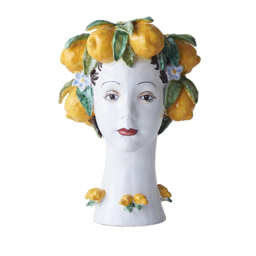 DONATELLO HEADS: Ceramic Head Vase - Lemon Decor - tops-selection.shop