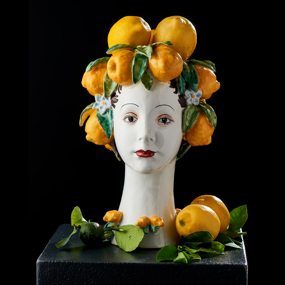 DONATELLO HEADS: Ceramic Head Vase - Lemon Decor - tops-selection.shop