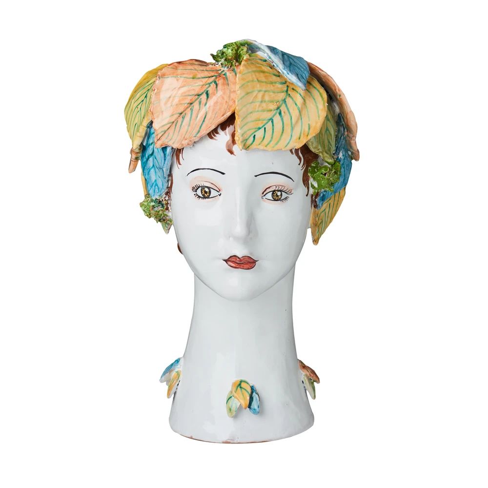 DONATELLO HEADS: Ceramic Head Vase - Leaves Decor - tops-selection.shop