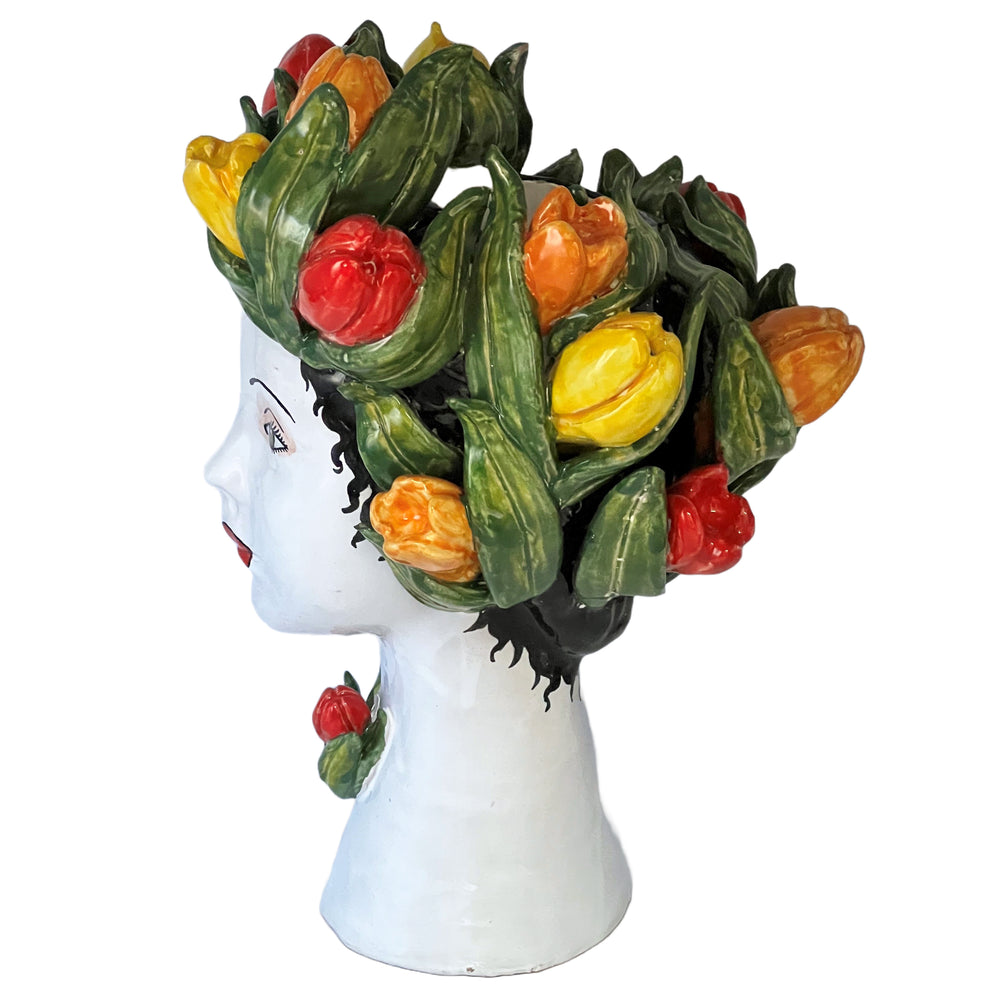 DONATELLO HEADS: Ceramic Head Vase - Tulips Decor - tops-selection.shop