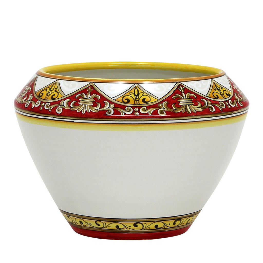 DERUTA BELLA: Cachepot/Centerpiece - Red, Gold, White Design - (Premium Masterpiece by Francesca Niccacci) - tops-selection.shop