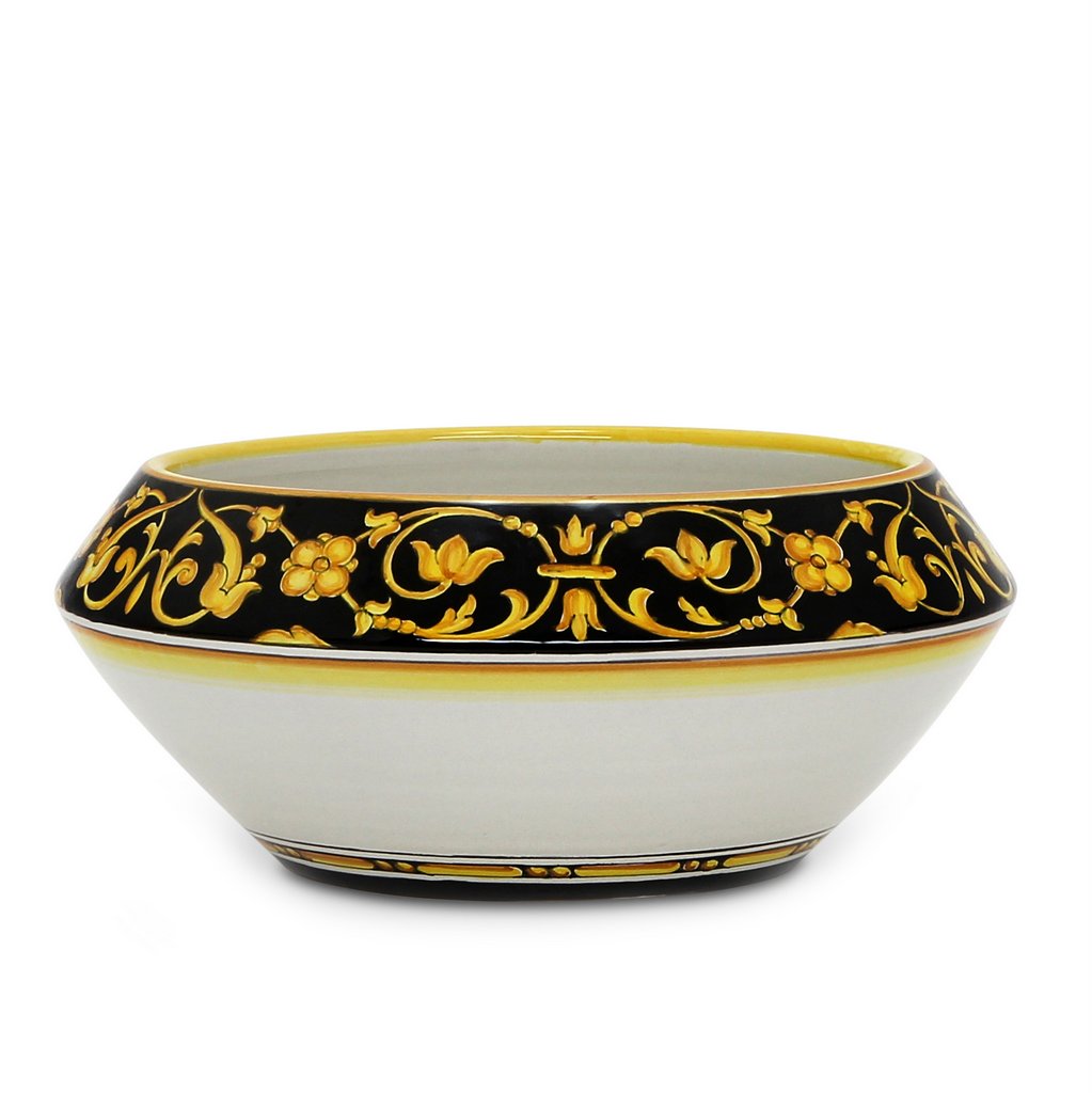 DERUTA BELLA: Fruit Bowl Centerpiece - Black &amp; Gold Design - (Premium Masterpiece by Francesca Niccacci) - tops-selection.shop