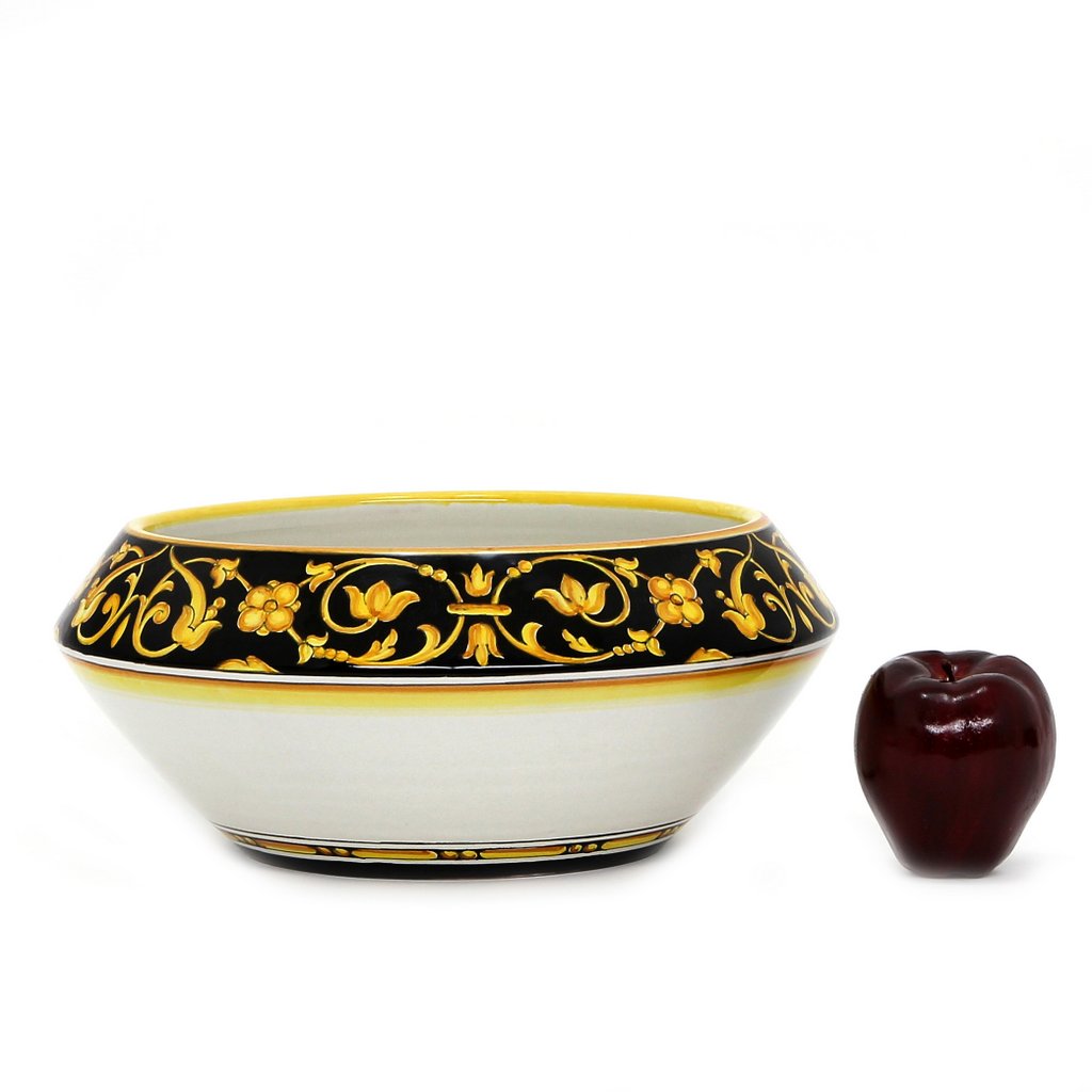 DERUTA BELLA: Fruit Bowl Centerpiece - Black & Gold Design - (Premium Masterpiece by Francesca Niccacci) - tops-selection.shop