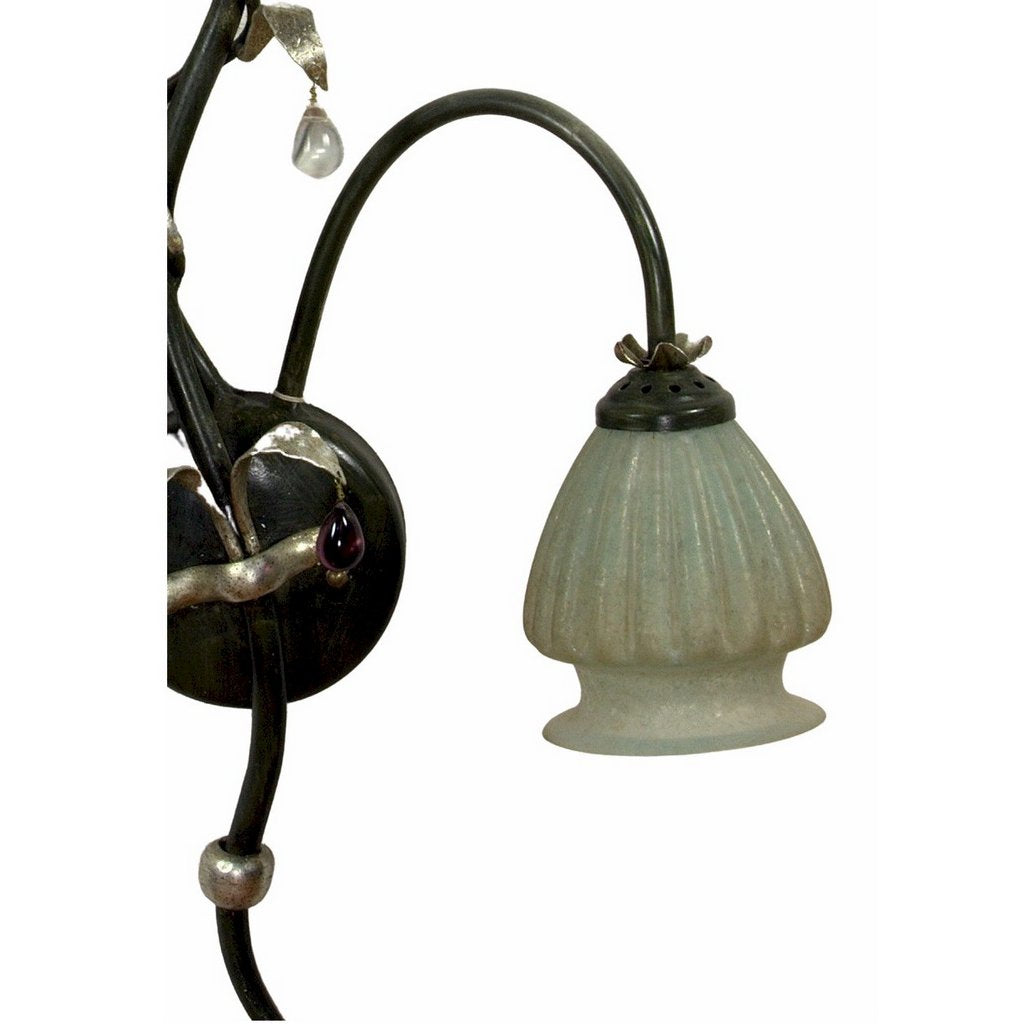 ALBA LAMP: Wall Sconce Light: Murano W Iron Hand Painted Gold Leaf - tops-selection.shop