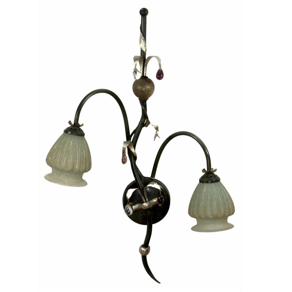 ALBA LAMP: Wall Sconce Light: Murano W Iron Hand Painted Gold Leaf - tops-selection.shop